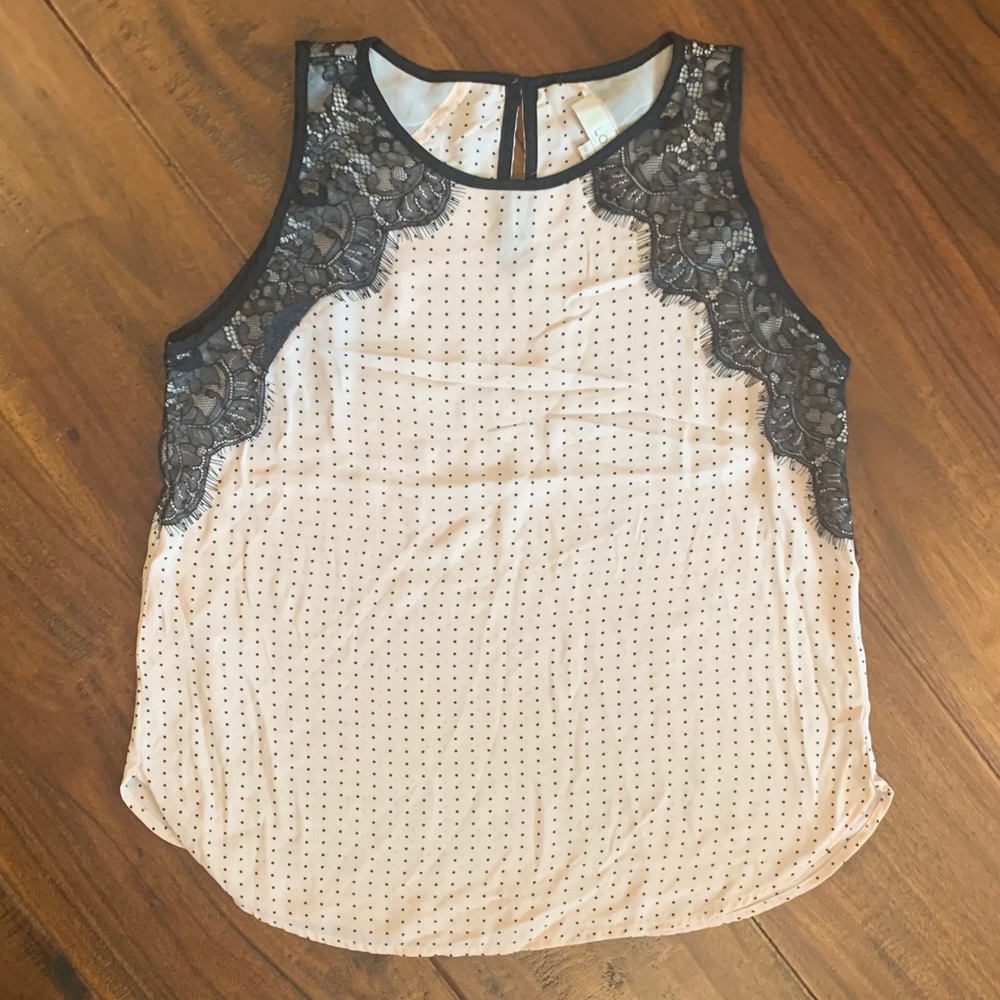 Loft sleeveless top, pink with lace